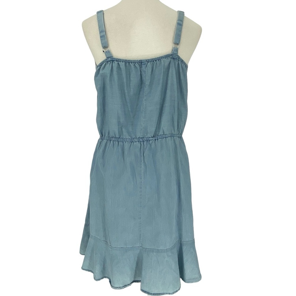 Navigata ruffled v-neck chambray layered flowy dress women's size large - Picture 2 of 11
